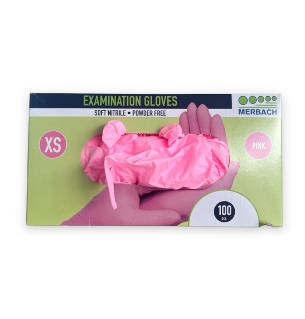 nitril handschoenen maat XS roze (Merbach) -