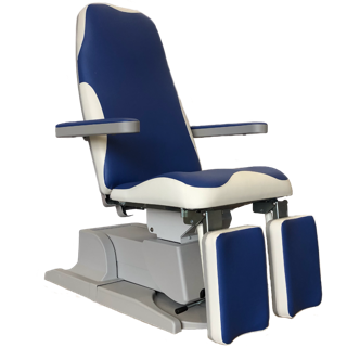 Blue White Podo treatmentchair Martini Beauty frontBVside