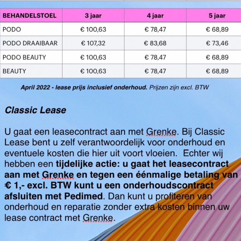 Leaseprijzen_behandelstoel_pedimed